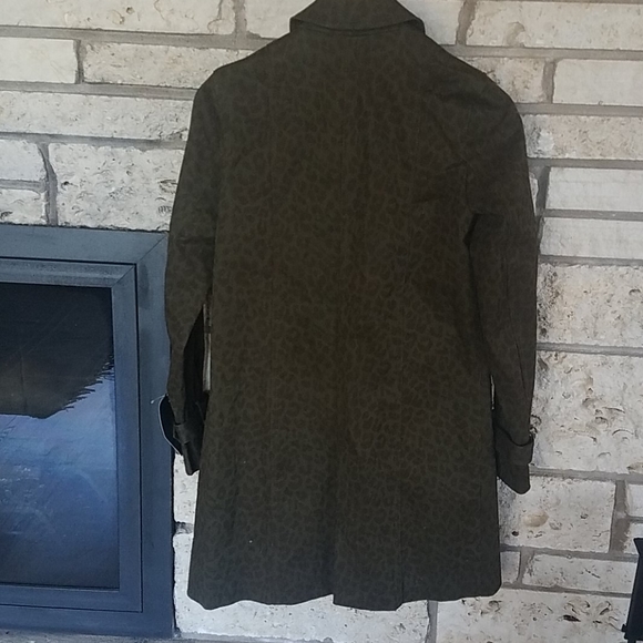 Zara green + brown leopard print trench coat NWT - Picture 4 of 4